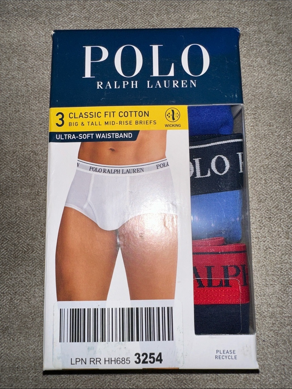 Polo by Ralph Lauren 3-Pack Briefs in White, Blue, and Red
